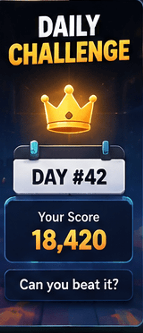 Daily challenge screenshot showing day 42 and a score of 18420